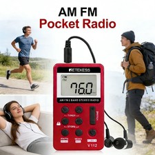 Retekess V112 Pocket FM/AM Radio Mini Receiver Digital Rechargeable Battery