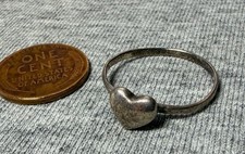 Vintage STERLING SILVER 925 - 3-Dimensional HEART RING - Classic Design - SIZE 9