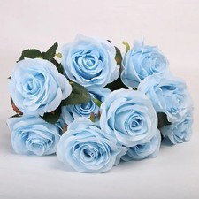 10 Heads Silk Rose Artificial Flowers Fake Bouquet Wedding Home Party Decor UK