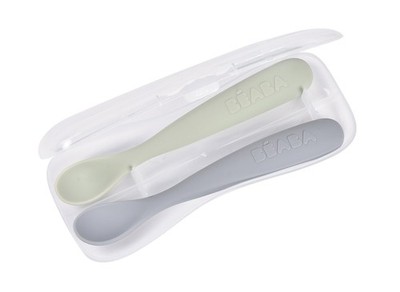 BEABA Baby's First Foods Spoon Set with Travel Case, Original Soft ... Fast Ship