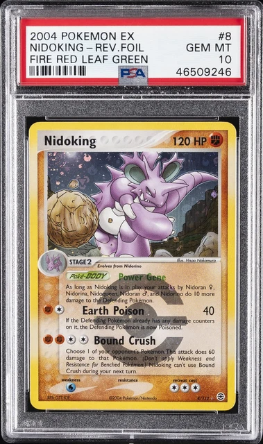 2004 POKEMON EX FIRE RED & LEAF GREEN #8 NIDOKING-REVERSE FOIL PSA 10