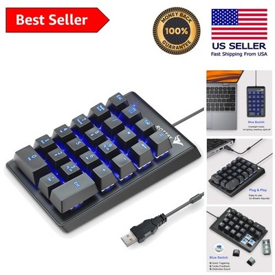 Tactile Blue Switch 22 Key USB Numeric Keypad - Ideal for Gamers & Professionals