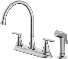 2-Handle Kitchen Faucet with Pull-Out Side Sprayer, 8 Inch High Arch Stainless S