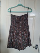Beautiful Soft Patterned Primark Strapless Short Playsuit Size 14 VGC All In One