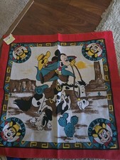 Vintage Disney Cowboy Mickey Mouse Handkerchief Scarf Bandana Western 22 x21.5