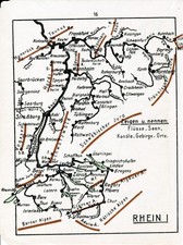 Rhein S&uuml;d 1930 orig. Lernkarte Aare Neckar Main Mainz Basel N&uuml;rnberg Jagst Nahe