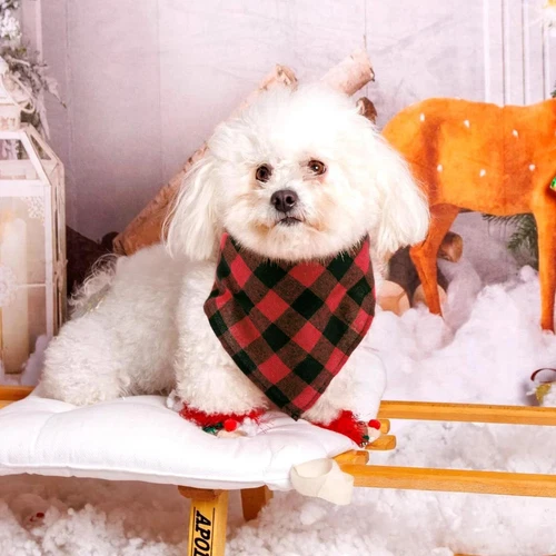 3PCS Dog Bandana for Small Medium Large Dogs Cats Puppy Christmas Plaid - Picture 5 of 8