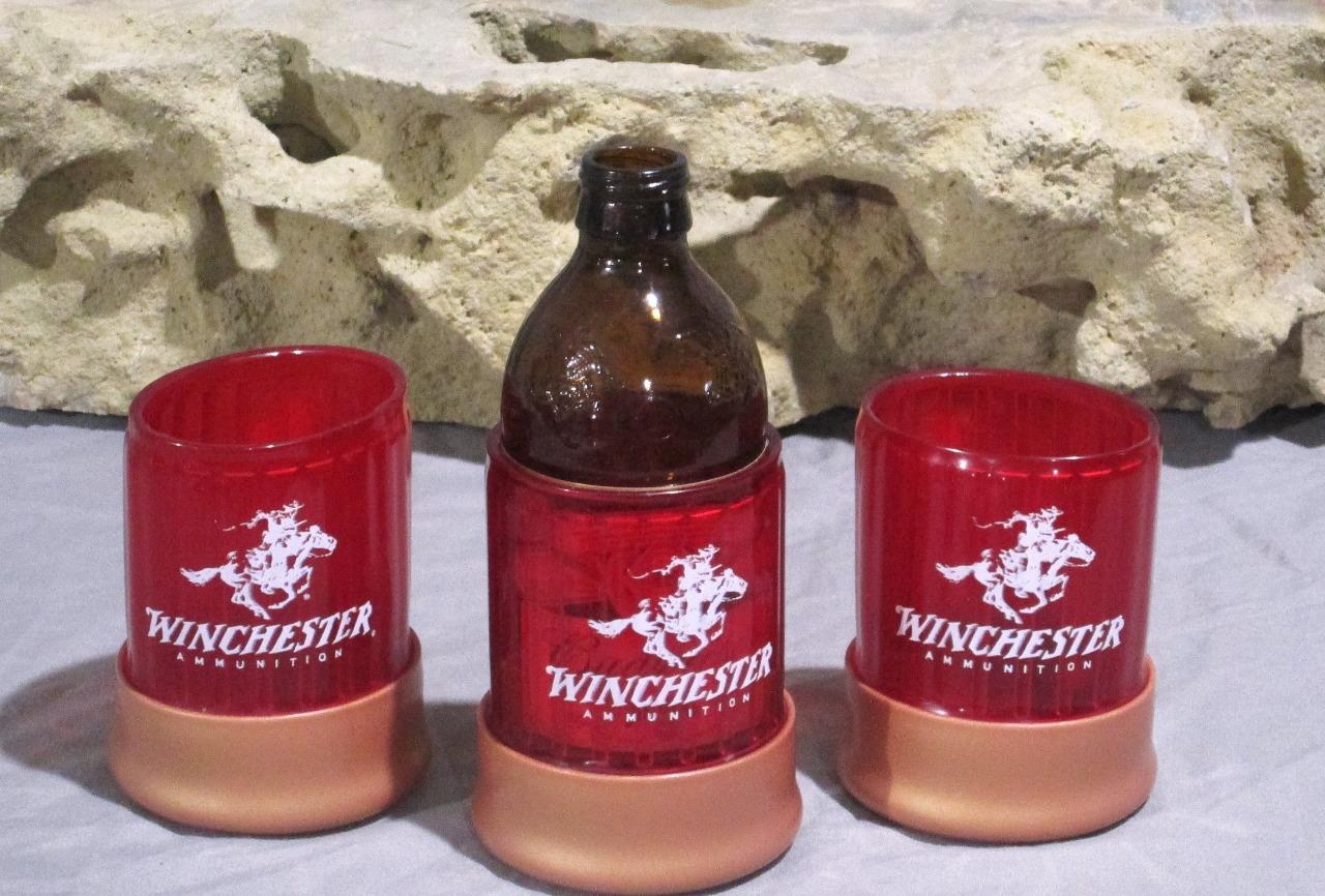 Winchester Ammunition Beer Bottle Can Drink  Koozie   Holder Set
