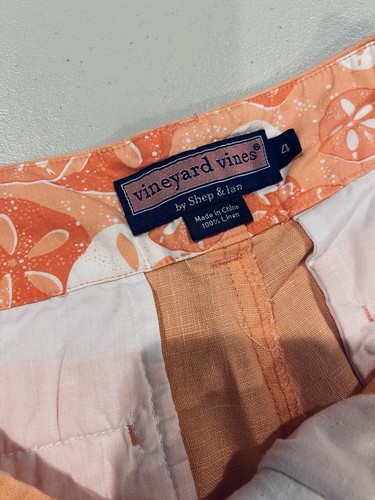 Vineyard Vines Pants Womens 4 Coral 100% Linen Capri Preppy Travel Vacation - Picture 7 of 7