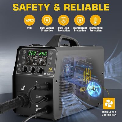 Poste à Souder HZXVOGEN 250A 6-en-1 - MIG/MAG, TIG, MMA, Aluminium - Fonction Synergie