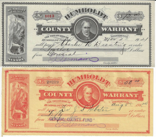 Humboldt County Warrant, Winnemucca, Nevada - Alexander von Humboldt - Afbeelding 1 van 3