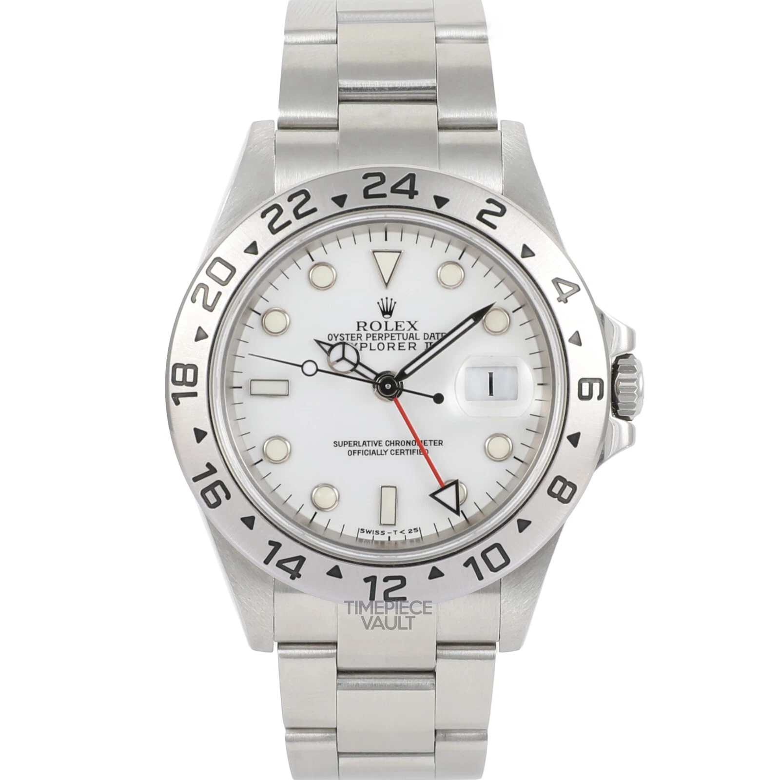 Rolex — ROLEX EXPLORER II 16570 NO-HOLE DATE STEEL 40MM WHITE DIAL GMT OYSTER WATCH-B&P