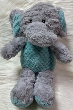Spark Create Imagine Gray Aqua Elephant Plush Stuffed Animal Rattle Crinkle Toy