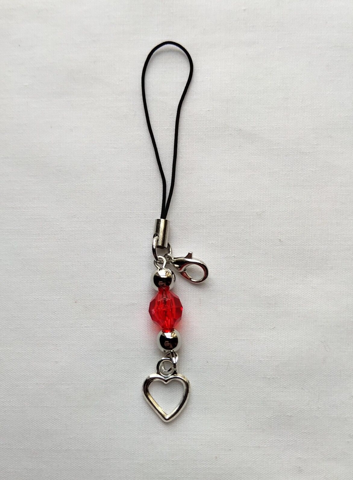Heart Red Bead Phone Charm Dangle Lanyard Hang Pendant Chain Car Decor Handmade