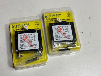 2pcs BlueSea Systems 15 Amp A-series White Toggle Circuit Breaker 7210 AC/DC