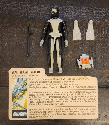 GI Joe 1983 "TORPEDO" Navy Seal 100% complete w/ File Card ARAH g.i. Joe