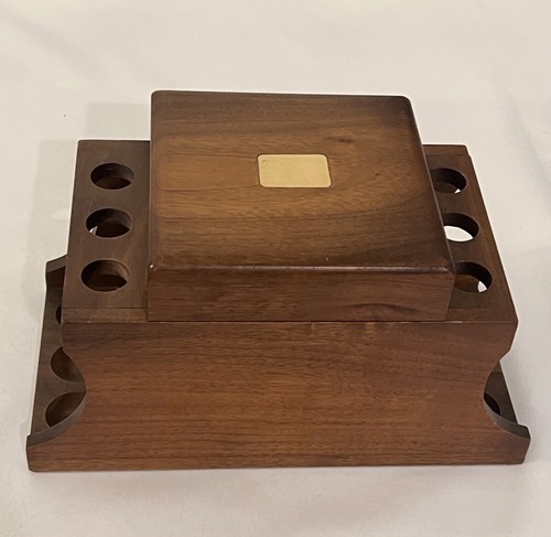 Vintage Decatur Ind DECO Wooden Smoking Tobacco 6 Pipe Rack Holder Box ...