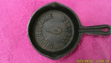 Sartén publicitaria vintage de hierro fundido Superflame Atlanta