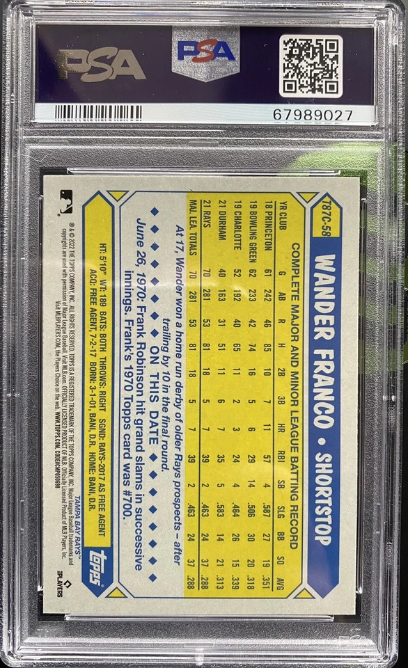 2022 Topps Series 1 Wander Franco Rookie Mojo Silver Pack Rays PSA 9 Mint 💎🔥 - Image 2 of 2