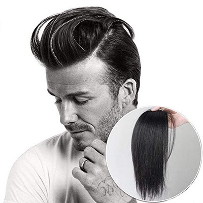 Men Slicked Back Hairpiece 100 Human Hair Extension For
