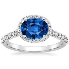 2Ct Oval Cut Lab-Created Blue Sapphire Engagement Ring 14K White Gold Plated