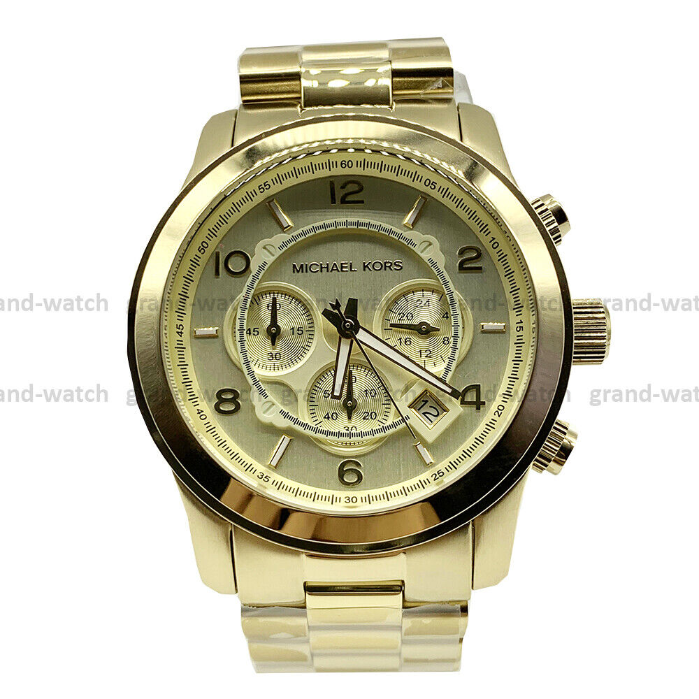 New Michael Kors MK8077 Runway Oversized Gold Chronograph Quartz Men's Watch  | eBay