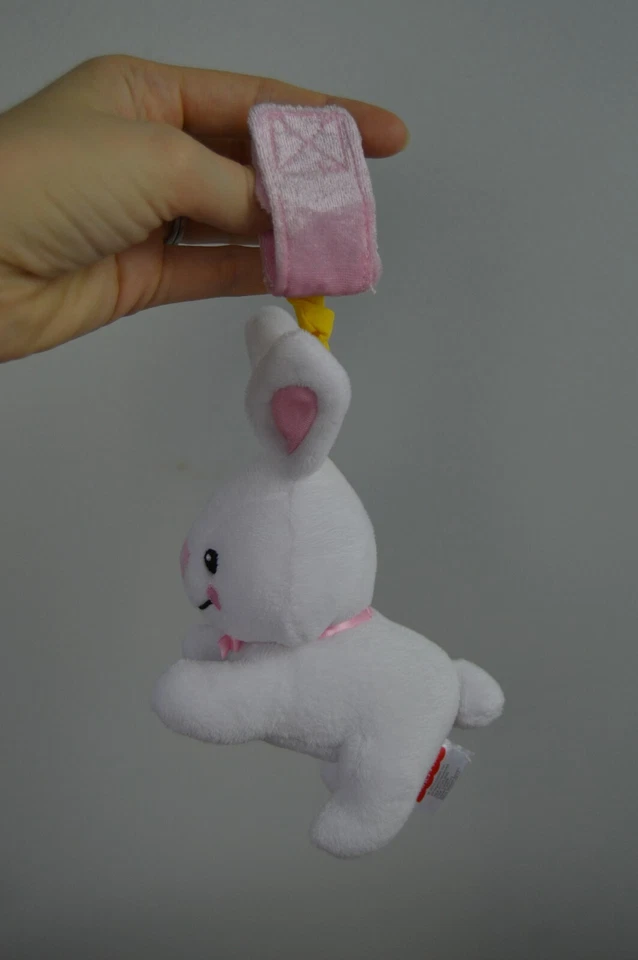 Fisher Price Conejo Blanco Peluche Juguete Sonajero Colgante Rosa Foto 3 de 4