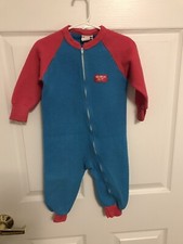 vintage oshkosh b gosh pajamas zipup girls size 3t pink and blue Cp 17