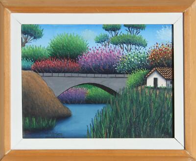 Roberto Velasquez: Haus am Fluss, Acryl auf Leinwand (Original) 1996
