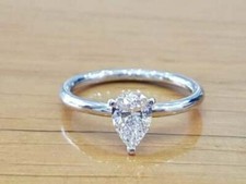 Solitaire Wedding Ring 1.50 Ct Pear Cut Simulated Diamond 925 Sterling Silver