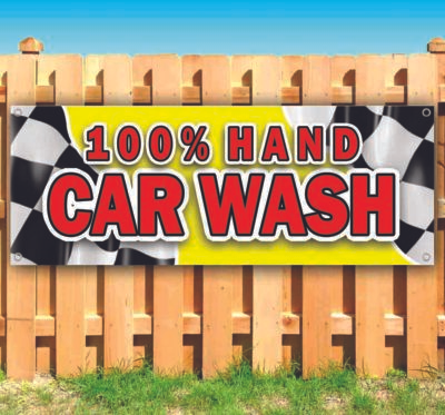 #ad 100% HAND CAR WASH Advertising Vinyl Banner Flag Sign Many Sizes USA $36.74