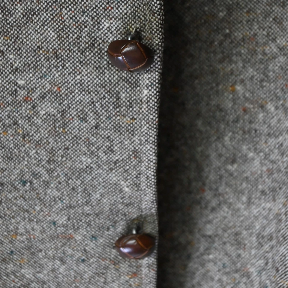 Vtg 90s 42R Brown Nailhead Fleck Tweed 2 Btn Blazer Suit Jacket Sport Coat - Image 2 of 4