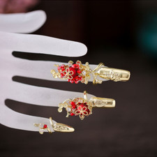 3PCS Retro Bridal Long Nail Rings Chinese Traditional Finger Ring Ornament New