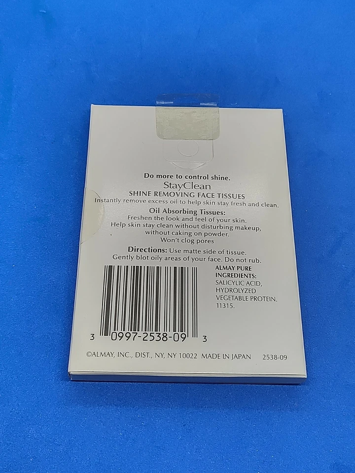 Almay STAYCLEAN Shine Removing Face Tissues Fragrance Free 50ct NEW SEALED - Image 2 of 2