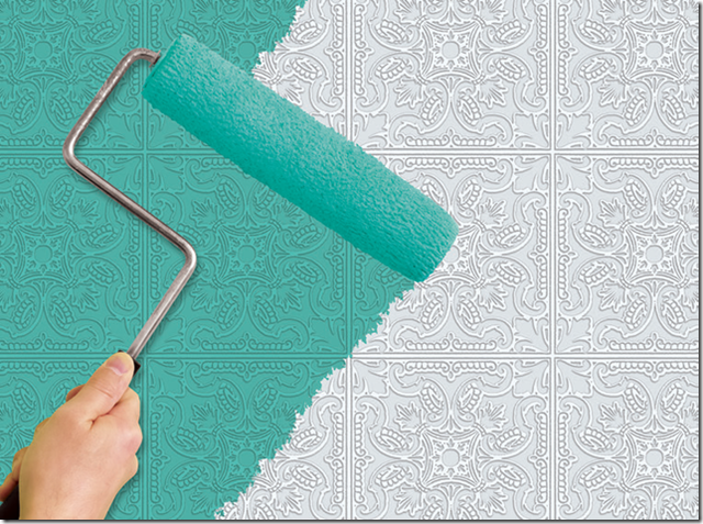 Square Intricate Textured Paintable Ceiling Tile Wallpaper