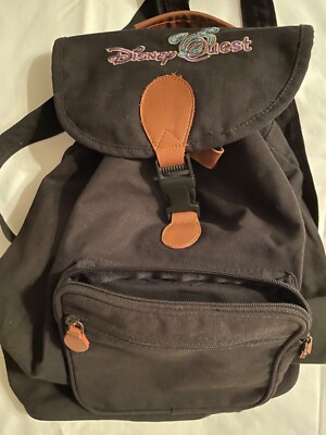 Vintage 90s Disney Quest Fabric Backpack Adjustable Straps  display picture 3