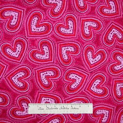 Knitty Kitty Fabric - Yarn Hearts Packed Pink - Benartex Kanvas Studio YARD
