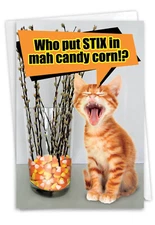 1 Funny Halloween Greeting Card - Stix In Candy Corn - Envelope Included,US-Made