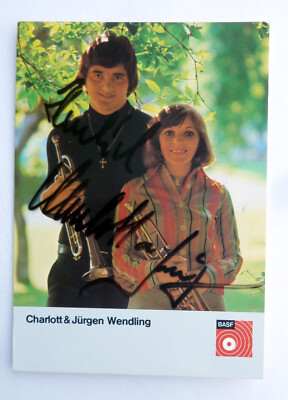 CHARLOTT & JÜRGEN WENDLING signierte Orig. AUTOGRAMMKARTE 9x14cm Vintage MUSIK