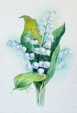 Maiglöckchen Aquarell 10x7 " kein Druck