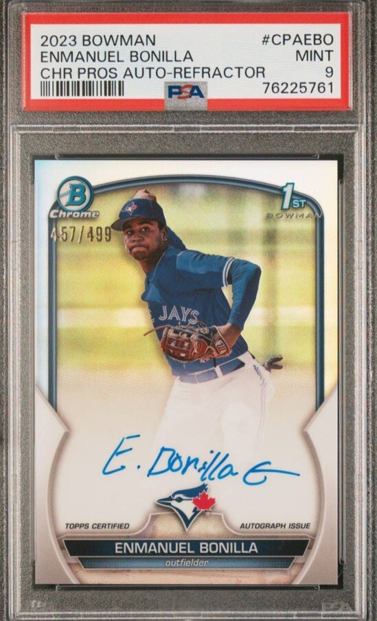 2023 Bowman Chrome ENMANUEL BONILLA Auto Refractor /499 #CPAEBO PSA 9 Mint 1st
