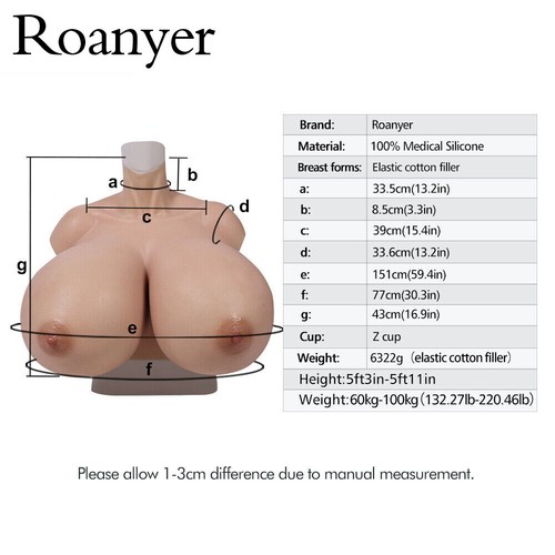 Roanyer Silicone Z Cup large Boobs Breast Forms for Crossdresser LGBT Cosplay - Picture 9 of 16