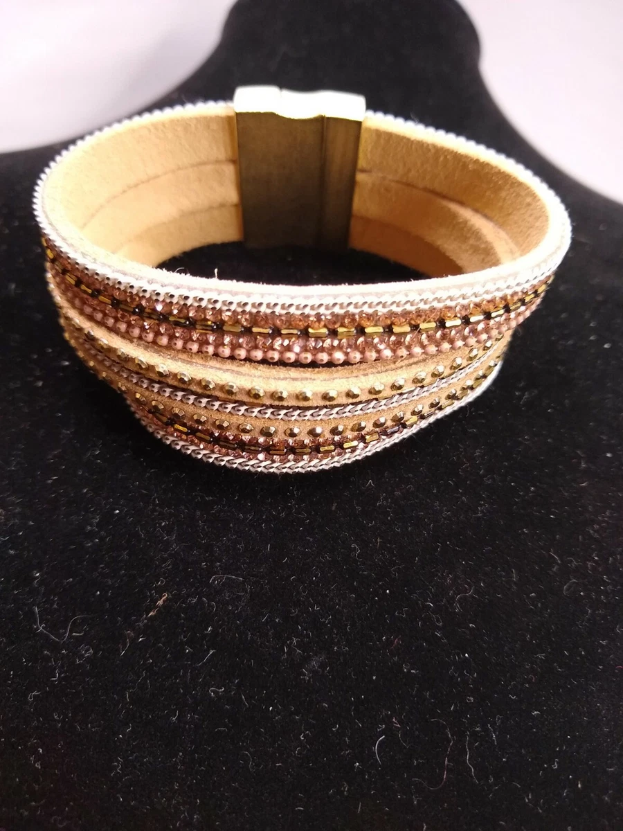 Leather sparkle bracelet clearance