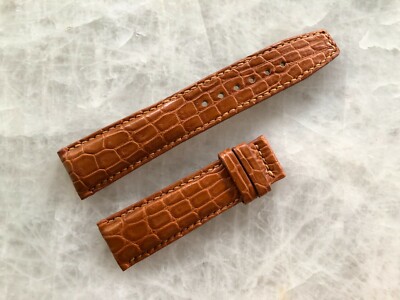 21mm/18mm Brown Alligator Crocodile Embossed Leather Watch Strap Band