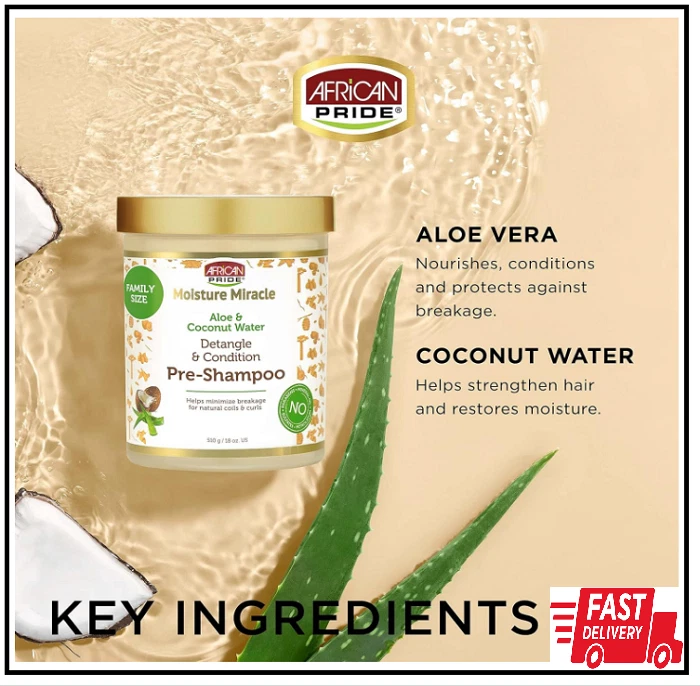 African Pride Moisture Miracle Aloe & Coconut Water Pre-Shampoo - Helps Minimize - Image 3 of 3