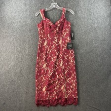 Lulus Table for Two  Dress Women’s Medium Red Wine Lace Lined Sheath