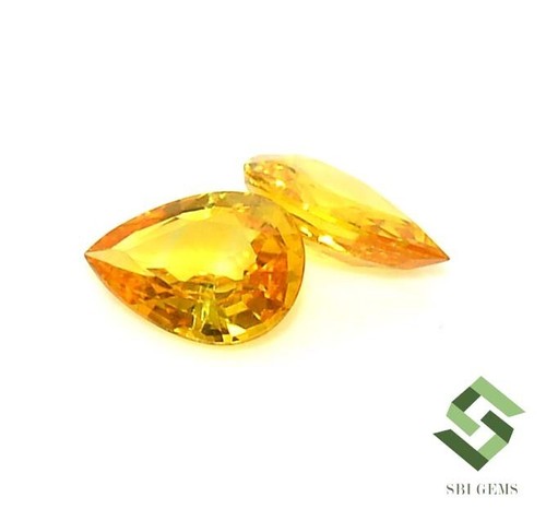 7x5 mm Natural Yellow Sapphire Pear Cut Pair 1.45 Cts Calibrated Loose Gemstones - Picture 8 of 10