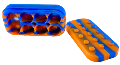 Silicone Slick 6+1 Container Non Stick For Tobacco Use, Age 18+ Orange/Blue 