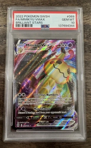 NEW CERT 👻 Mimikyu VMAX 069/172 PSA 10 👻 Brilliant Stars Ultra Rare Holo