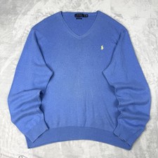 Polo Ralph Lauren Pima Cotton V-Neck Sweater Baby Blue Men Sz XL Classic Preppy